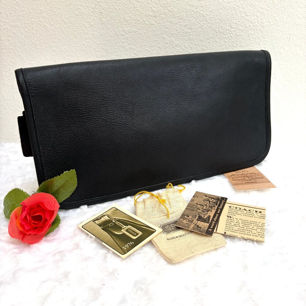 Vintage Coach Envelope Clutch 9550 in Navy Leather - NYC made 1977 - EVC - Rare